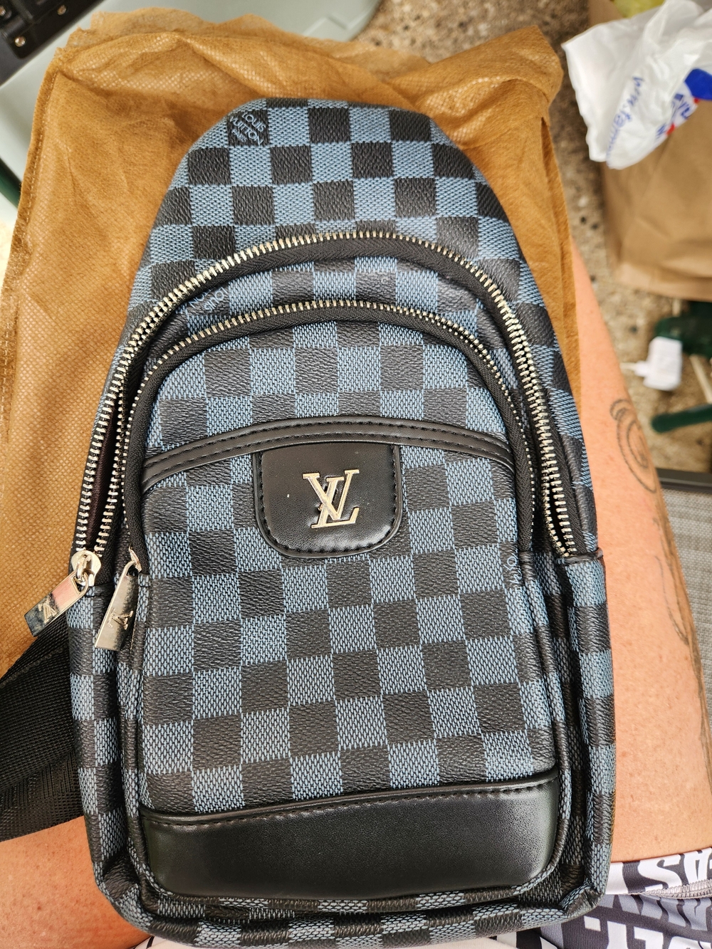 LV Black Checkered Sling Bag (Unisex)